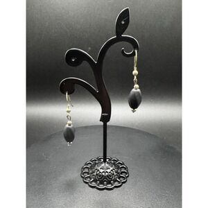 Mexico Black Obsidian Dangle Earrings